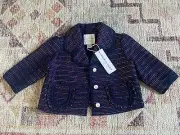 NWT Janie and Jack tweed pearl button red/white/blue pocket girl jacket 18/24 Mt