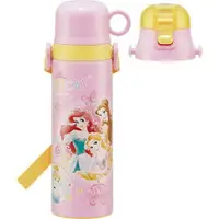 在飛比找樂天市場購物網優惠-小禮堂 迪士尼 公主 兩用不鏽鋼保溫瓶 超輕量不鏽鋼水壺 附