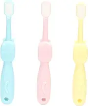 FRCOLOR 3pcs Boys and Girls Toothbrush Set Cartoon Hippo Soft Bristles Toddler Oral Care Kit