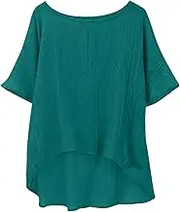 Women Bottom up Blouses Solid Color Casual Loose Cloud Cotton Comfortable Top Running Tops