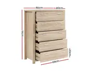 Bedroom 5 Drawers Tallboy Dresser Table Bedroom Storage Cabinet