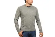 100% Shetland Ragg Wool V Neck Knit Jumper Pullover Mens Sweater Knitted - Grey