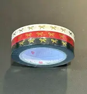 NEW Simply Gilded Holiday White Red Black with Gold Bows washi tape 5 mm