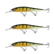 3x 13 Fishing 110mm Whipper Snapper Jerkbait Fishing Lures - Clear Perch