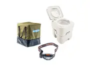 Camping Toilet + Camping Toilet Bag + Head Torch