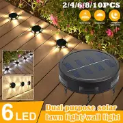 2PCS 6LED Solar Deck Wall Light Lawn Lights Outdoor Garden Patio Yard Landscape