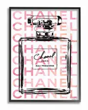 Stupell Glam Perfume Bottle With Words Pink Black by Amanda Greenwood Framed Art