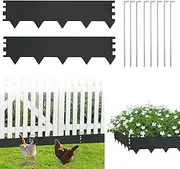 Garden Corten Steel Landscape Edging, 4.3''(H) x 9.8ft(L) Strips Metal Landscape Edging, No Dig Animal Barrier Fence with 8 Stakes, Ground Bottom Blockers for Garden Fence Yard (7 Pack, Black)