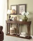 72 Oak Solid and Manufactured Wood Floor Shelf Console Table With Shelves