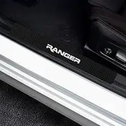 Car Door Sill Protectors for Ranger，4 Pcs Reflective Carbon Fiber Vinyl Threshold Sticker Decorative Car Door Scuff Plate,Anti-Scratch, Anti-Dirty, Waterproof (White)