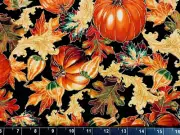 Tina SCRAP 9"x21" Metallic Gold Pumpkin Squash Gourds Autumn Fall Cotton Fabric