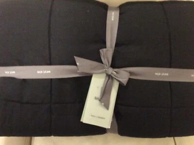 West Elm F/Q Belgian Linen Box Stitch Quilt Black NWT! Full/Queen