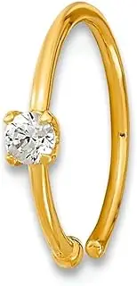 [JewelryWeb] 14k Gold 22 Gauge CZ Simulated Diamond Hoop Nose Ring Body Jewelry 2.27mm Wide Band Style-Ring for Women
