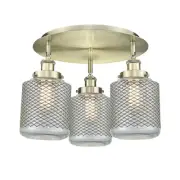 Innovations Lighting 916-3C-10-18 Edison Flush Edison 3 Light - Brass