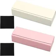 [Lopsity] 2PCS Eyeglass Case Hard Shell Sunglass Case Eyeglass Case Portable Lightweight PU Leather Case for Men Women With Cleaning Cloths