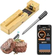 Wireless Meat Thermometer Bluetooth with Ceramics Probe for Grilling/Cooking Waterproof Digital Oven Food Thermometer with 600Ft Range Perfect for BBQ/Air Fryer Compatible with iOS & Android Smart App