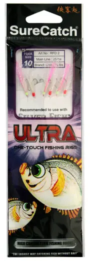 Surecatch Ultra Sabiki Rig - Bait Rig with White/Pink Tinsel