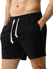 [Arjen Kroos] Men's Sweat Cotton Shorts 5 Inch Running Shorts with Zipper Pockets