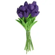20pcs Tulips Artificial Flowers, Faux Flowers Fake Tulip Stems(Dark Purple)