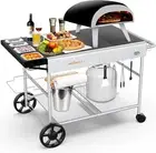 Pizza Oven Table Grill Cart for Ooni Koda/Karu/Fyra 16& 12 with Pizza Topping