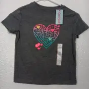 Cat & Jack T-shirt Kids XS 4/5 Gray Heart Graphics Short Sleeve Top NWT
