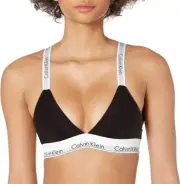 Calvin Klein Women Modern Cotton Unlined Triangle Crossback Bralette, Black, M