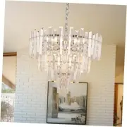 6 Lights Chrome Crystal Chandeliers, 17.9” Modern Crystal Chandelier, Round