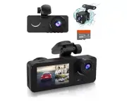 HD 1080P Dual Lens Car Camera Dash Cam Front/Rear/Inside Video Recorder G-Sensor