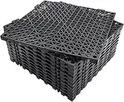 Modular Interlocking Cushion 30 x 30CM 12PCS Interlocking Rubber Floor Drain Holes Non-Slip Splicing Drainage Mats for Deck, Shower, Kitchen, Drain Pool, Sauna Bath, Indoor Outdoor,Black.