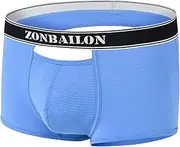[YINYOUYU] Men's Boxer Underwear Opening Back Bulge Enhancing Front Hole Sexy Bottomless Underpants