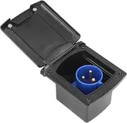 RV Power Outlet Box, 32A 220 V-250 V External Power Socket, Water Proof 3 Pin Plug (Black)