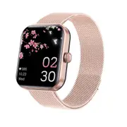 Milanese Smart Watch Bluetooth Call Heart Rate Blood Glucose Monitor-Pink