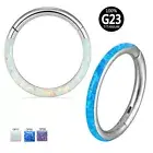 G23 Titanium Nose Ring Front & Side Opal Hinge Septum Clicker Hoop Ear Piercing