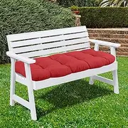 Sweet Home Collection Patio Chair Cushions Outdoor Loveseat Lounge Seat Pads Premium Comfortable Thick Fiber Fill Tufted 44" x 19", 1 Count (Pack of 1), Red 8