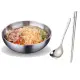 【PUSH!】餐具304不銹鋼碗加厚雙層隔熱湯碗沙拉碗泡麵碗(碗筷勺組合大號E166-1)