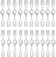 20Sets Cord End Caps with Lobster Clasp Connector,316 Stainless Steel Cord Ends