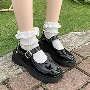 [AOVIN] Womens Platform Mary Jane Pumps Round Toe Chunky Heel Lolita Shoes Patent Leather Uniform Dress Shoes (Color : Black, Size : 8 US)