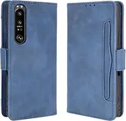 Cover Compatible with Sony Xperia 1 III,Compatible with Sony Xperia 1 III [Dual Card Slot][Flip Stand][Phone Case][Magnetic Clasp] Wallet Blue