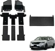 OAD4X4 3-Row Floor Liners & Boot Liner Set Compatible with KIA Carnival KA4 Series 2020-Onwards, Custom-Fit TPE All-Weather Car Floor Mats with Door Sill Coverage
