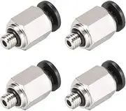 uxcell Straight Pneumatic Push to Quick Connect Fittings M5 Male X 4mm Tube OD Silver Tone 4pcs