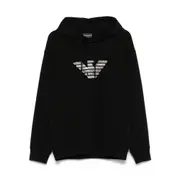 [Emporio Armani] Emporio Armani Logo-embroidered Hoodie S BLACK