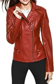 [Captain Cory] Womens Bambert Lambskin Genuine Leather Jacket, Biker Jacket