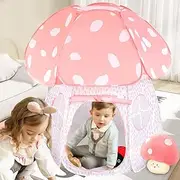 Play Tent for Kids Pop Up Tent Indoor Outdoor Boys and Girls Playhouse with Exquisite Design for Imaginative Mushroom Tent by CRAWLBO Patent Pending(Pink/Large)