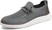 [VGPSFN] Men's Moccasins Flat Slip-On Loafer Slippers Boat Shoes Walking Shoes Suit Shoes Comfortable Breathable Lightweight Fitness Trainers, A Dark Grey, 11 AU