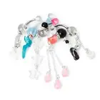 Surgical Steel Belly Button Ring 14 Gauge & Dangle Gem Charms - 6 Pack