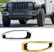 Fancemot LED Front Bumper Fog Lights Turn Signal Lights Daytime Running Lights (DRL) for Jeep Wrangler JL 2018-2024, Front Lower Grille Lights Compatible with Jeep Wrangler JL JLU, Gladiator JT