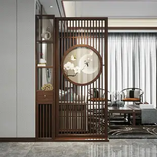 屏風隔斷客廳入戶進門玄關柜新中式實木現代簡約置物架餐廳裝飾