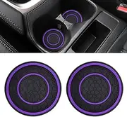 2PCS Car Cup Holder Coasters, 2.75 Inch Auto Non-Slip Anti Dust Cup Mats, Console Cup Holder Insert Coaster Auto Insulated Mats, Universal Interior Accessories for Most Cars (Purple)