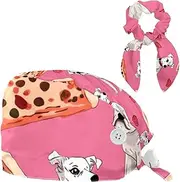[YTYVAGT] Scrub Caps Women,Scrub Hats Suitable for Women,Boxer Dog Pizza Pink