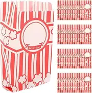 100Pcs Paper Popcorn Bags, Grease Resistant Popcorn Containers for Movie Night, Party Decorations, Red & White Striped Design